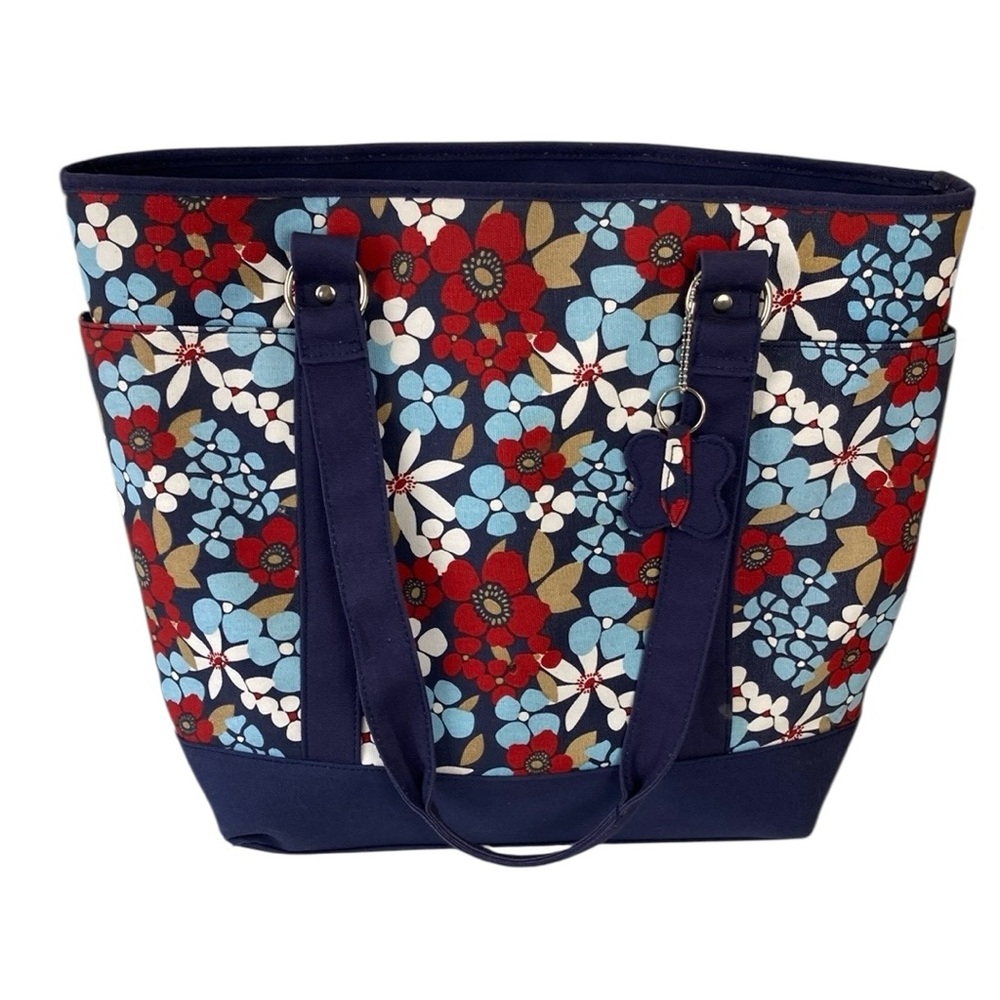 Colorful Large Floral Zip Top Tote Beach Pool Bag